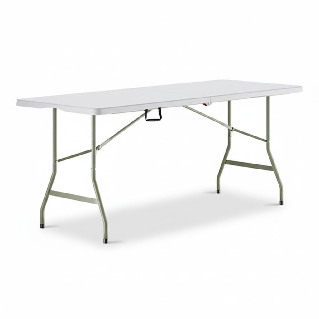 Set of 5 White Plastic Bi-Folding Rectangular Event Tables F49495