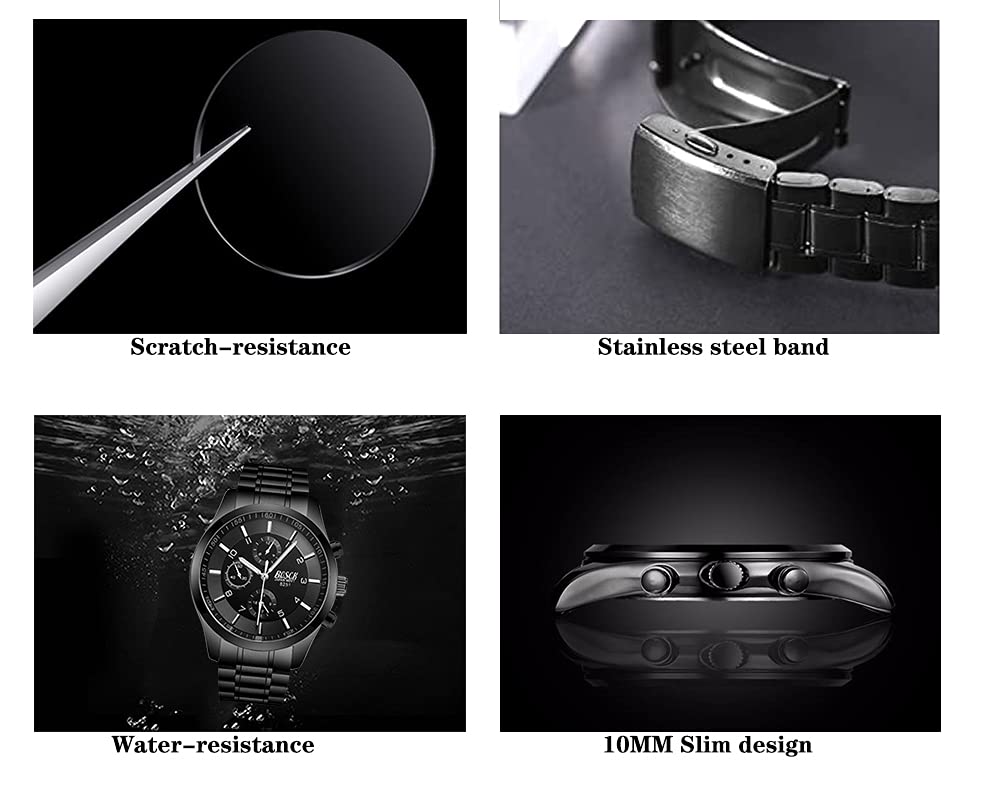 40mm Analog Watch with Auto Date & Day Display, Stainless Steel, 30M Waterproof P500344