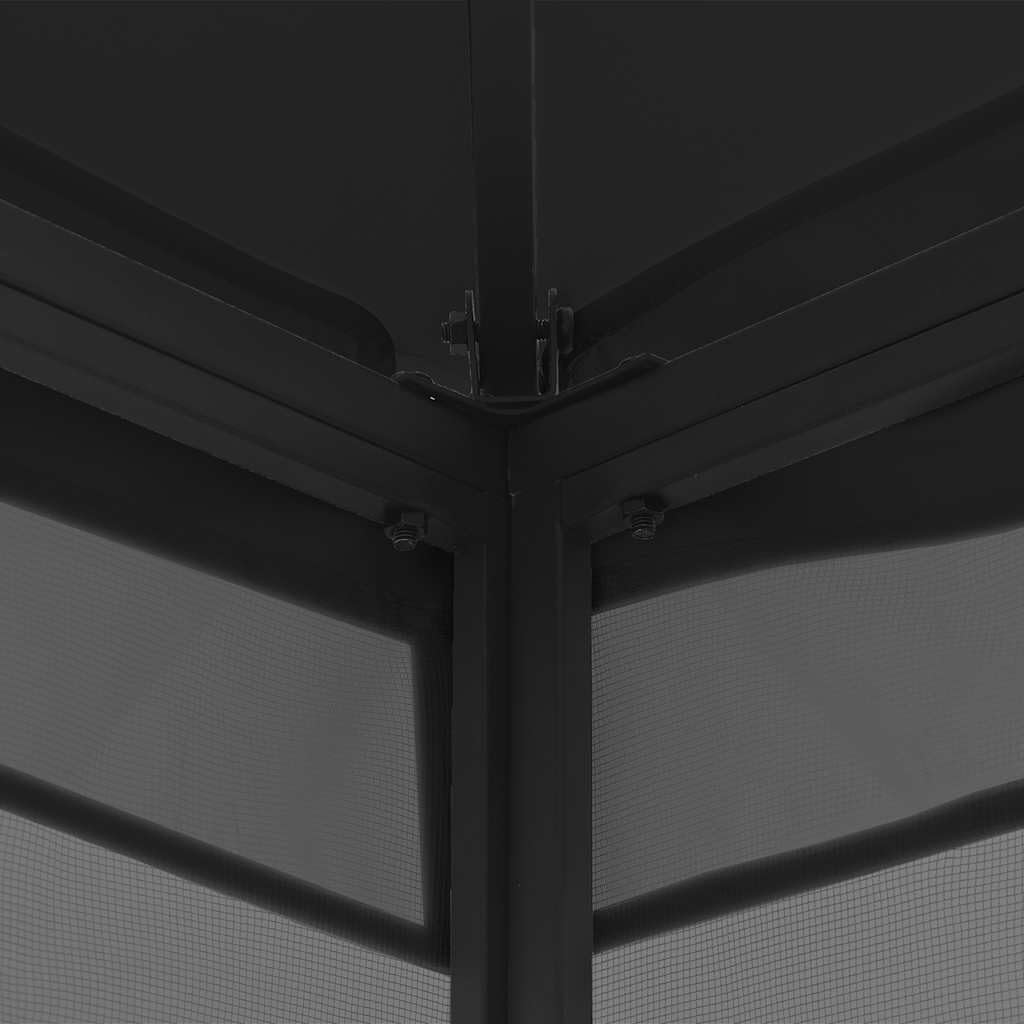 Steel Frame Gazebo with Nets, 9.8x9.8x8.7 ft Anthracite K968902