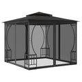 Steel Frame Gazebo with Nets, 9.8x9.8x8.7 ft Anthracite K968902