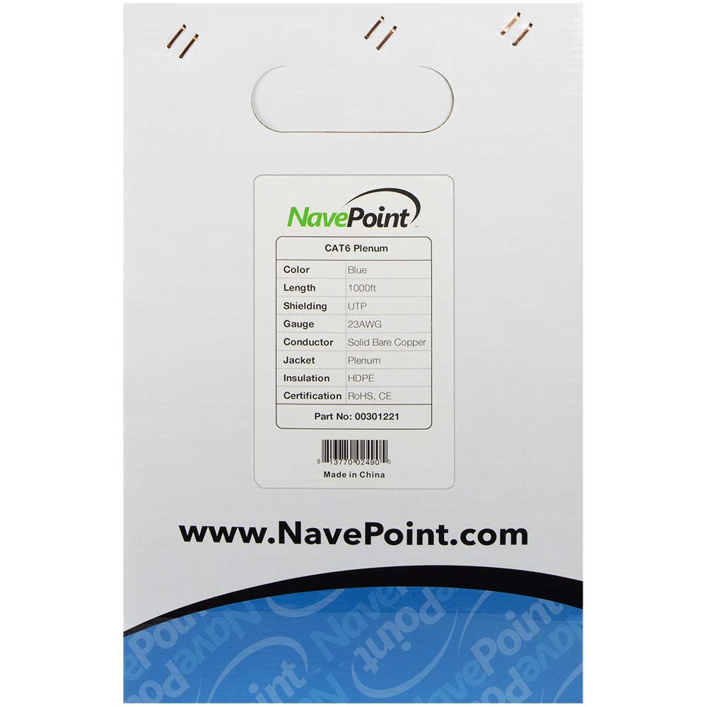 Cat6 Plenum Blue 1000ft Bare Copper Ethernet Cable R24342