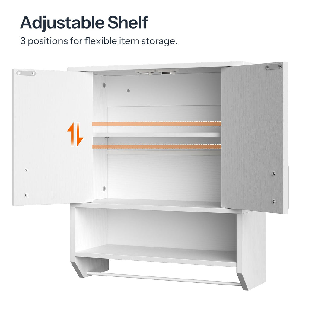 White Fluted Bathroom Wall Cabinet with Towel Rack G834