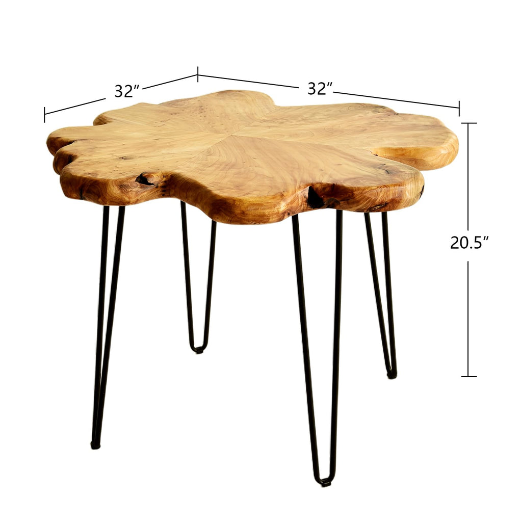 Flower-Shaped Live Edge Cedar Coffee Table Q28921