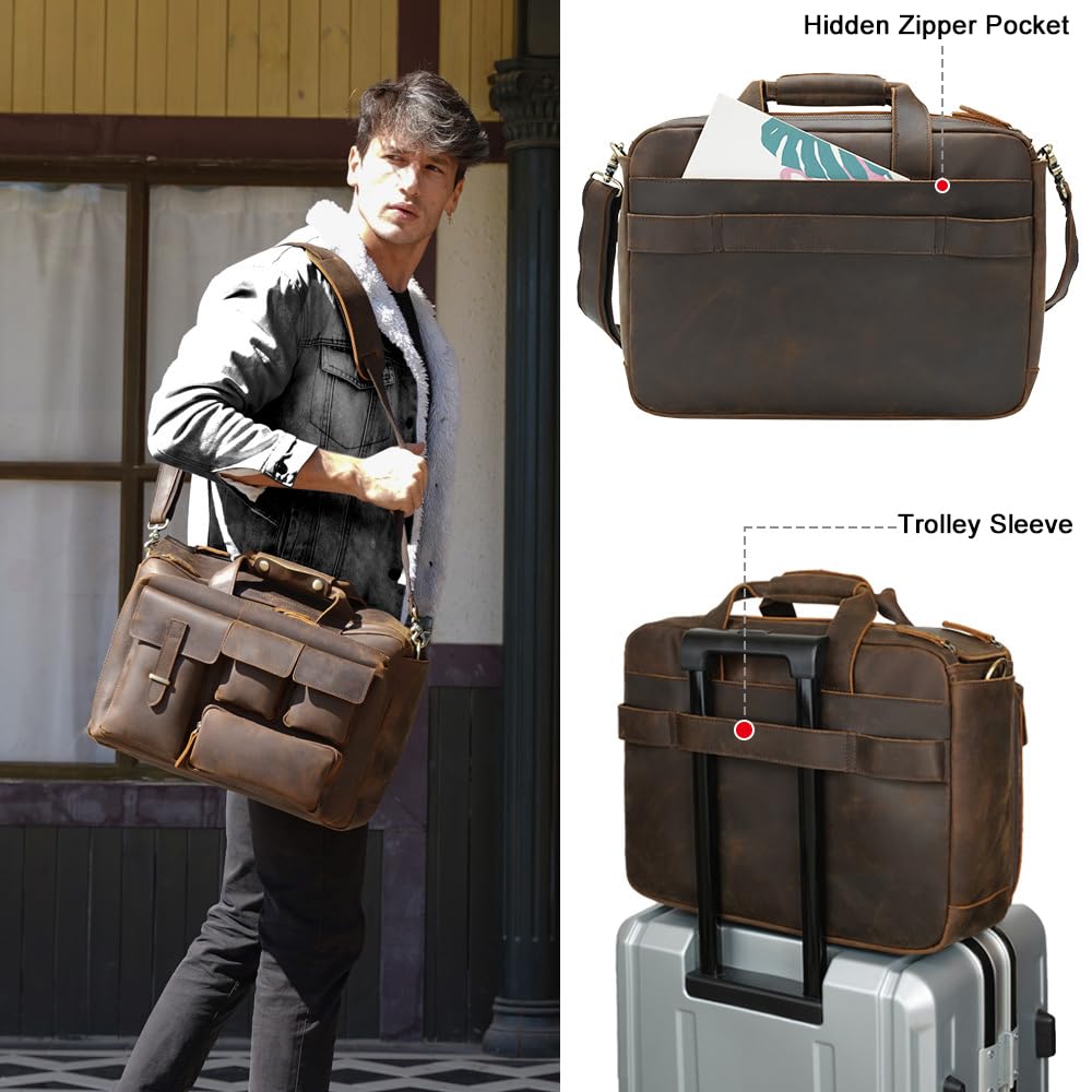 Leather 17.3" Laptop Briefcase U467080