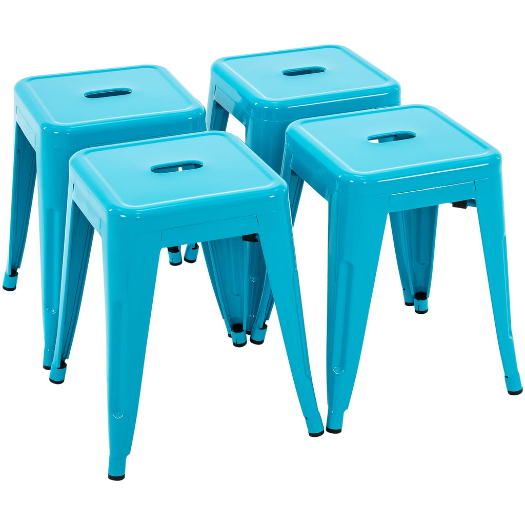 Teal Blue 18 Inch Metal Stools Set of 4 E939