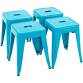 Teal Blue 18 Inch Metal Stools Set of 4 E939