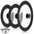 3 Pc Tempered Glass Pot Lids with Silicone Rim Y958