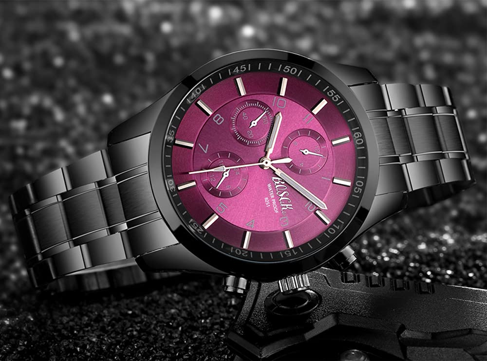 40mm Analog Watch with Auto Date & Day Display, Stainless Steel, 30M Waterproof P500344
