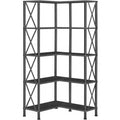 Black 5-Tier L-Shaped Corner Bookshelf O7718