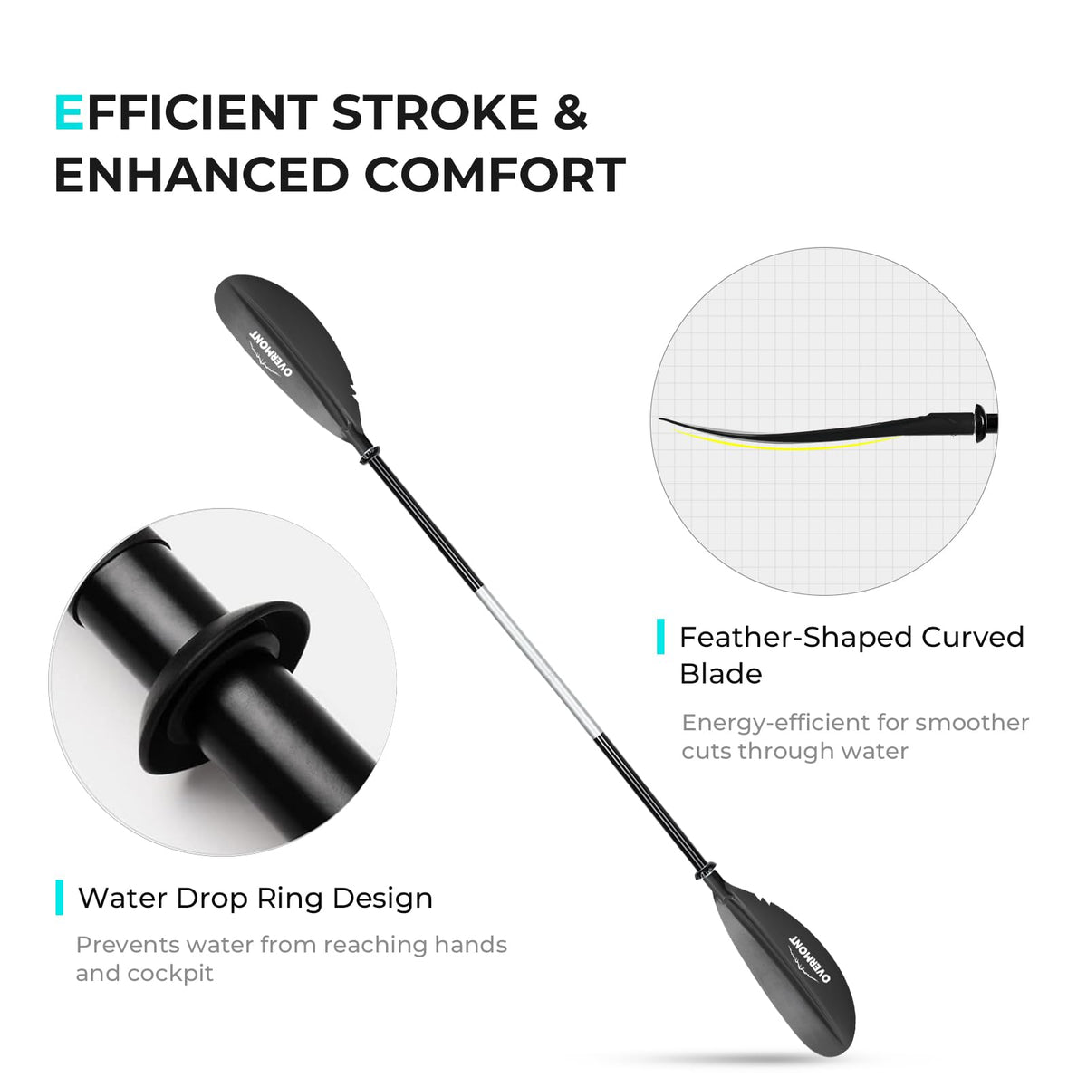 Heavy Duty Aluminum Alloy Kayak Paddles with Leash O287751