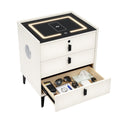 Beige 3 Drawer Smart Nightstand with Fingerprint Lock Z9239