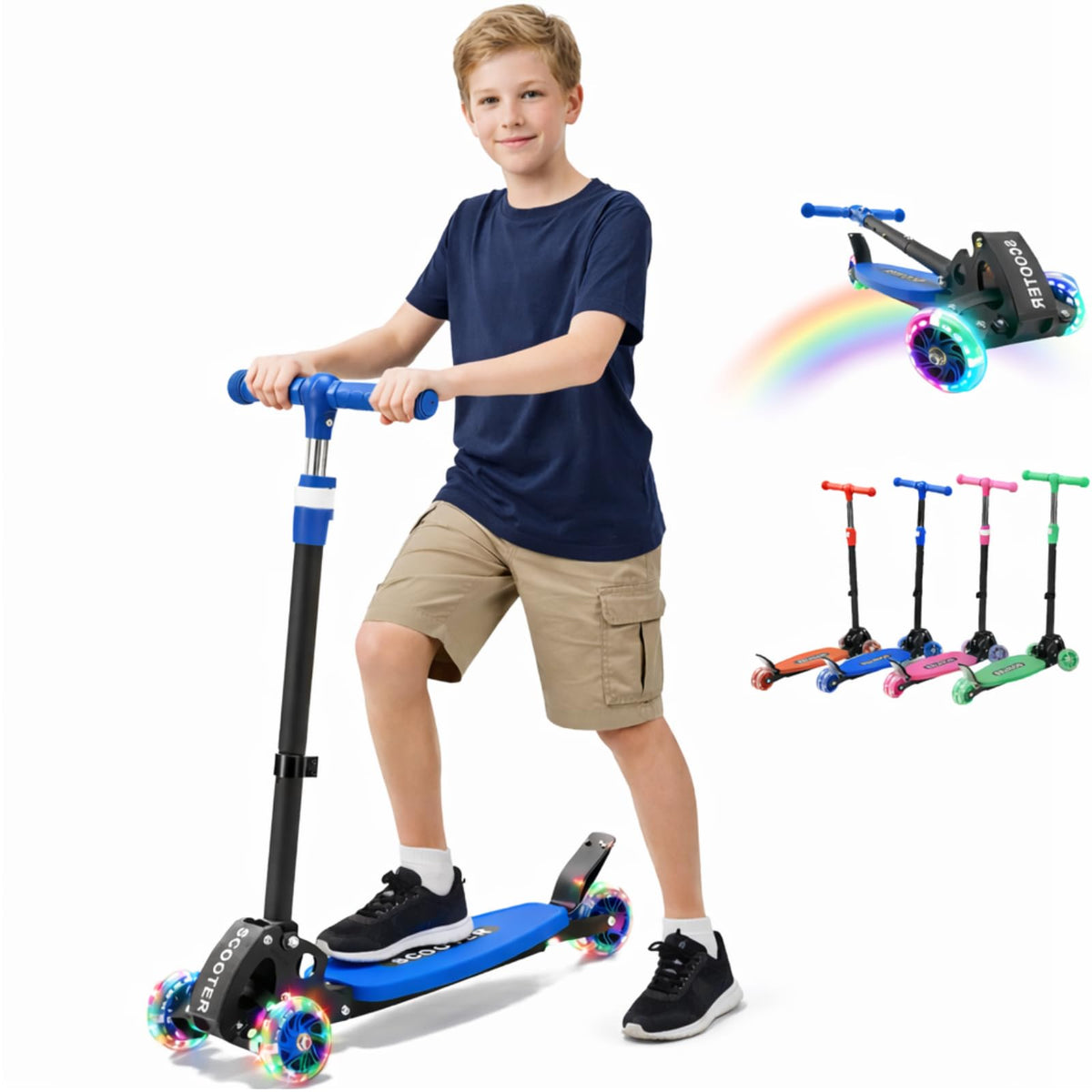 3 Wheel Kids Scooter with LED Light-Up Wheels T70158