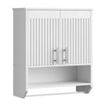 White Fluted Bathroom Wall Cabinet with Towel Rack G834
