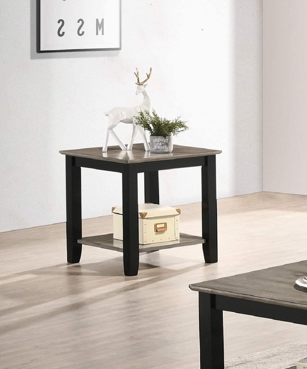 Square End Table with Walnut Veneer Top and Open Shelf Storage L762
