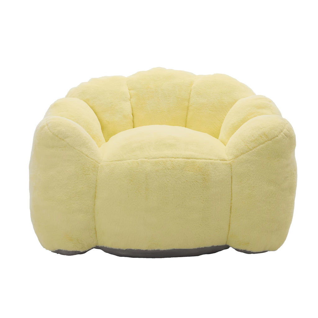 Large Yellow Faux Fur Bean Bag Chair L2722