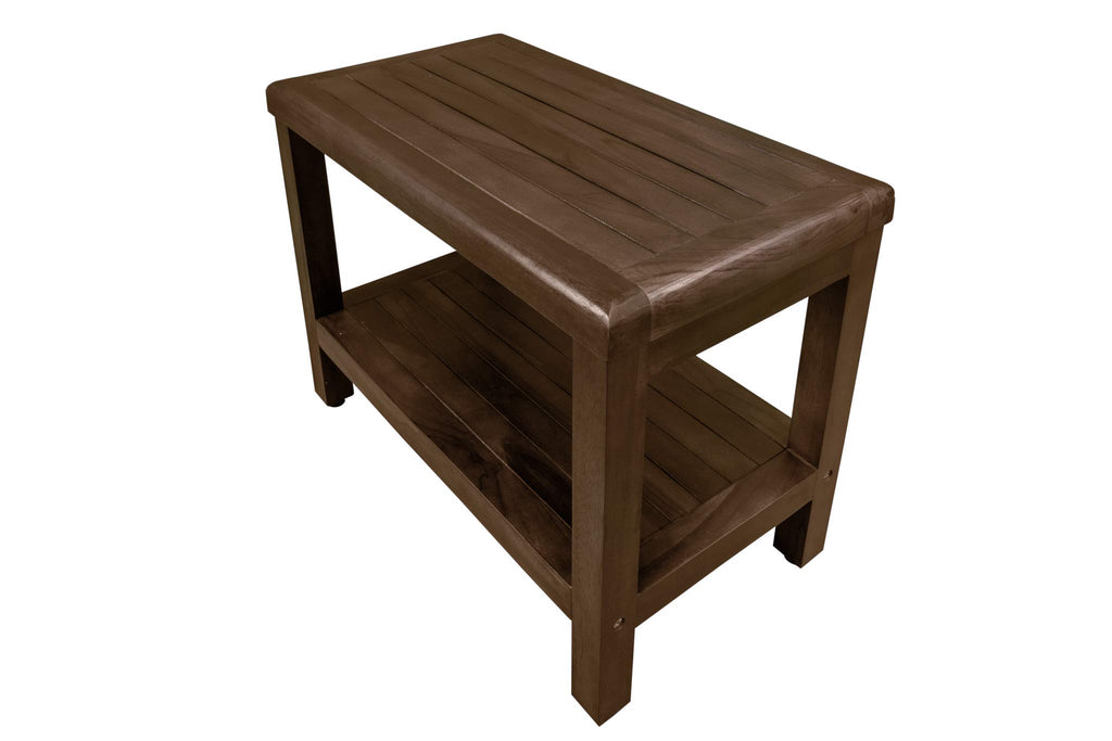 24" Teak Shower Bench with Shelf D3984