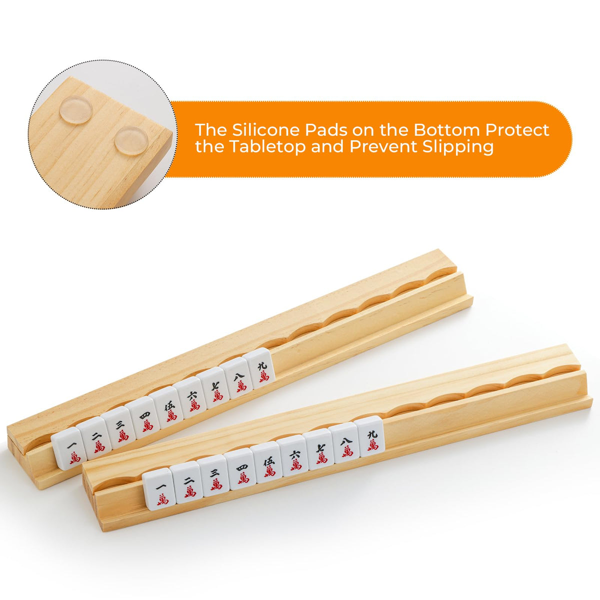 Wooden Mahjong Racks with Magnetic Pushers Set of 4 S8612