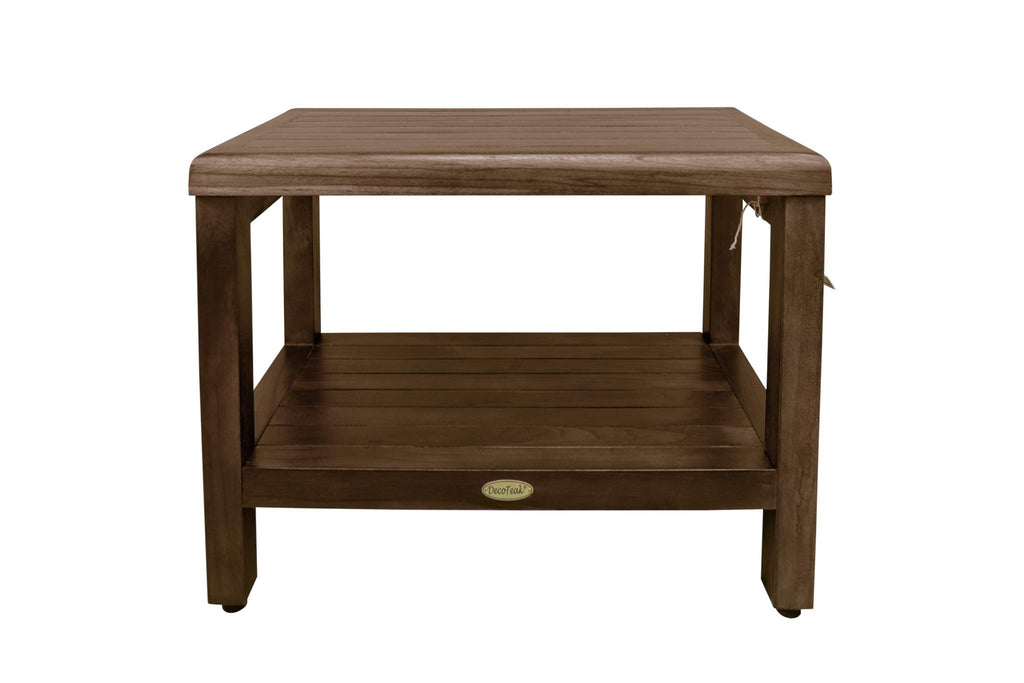 24" Teak Shower Bench with Shelf D3984