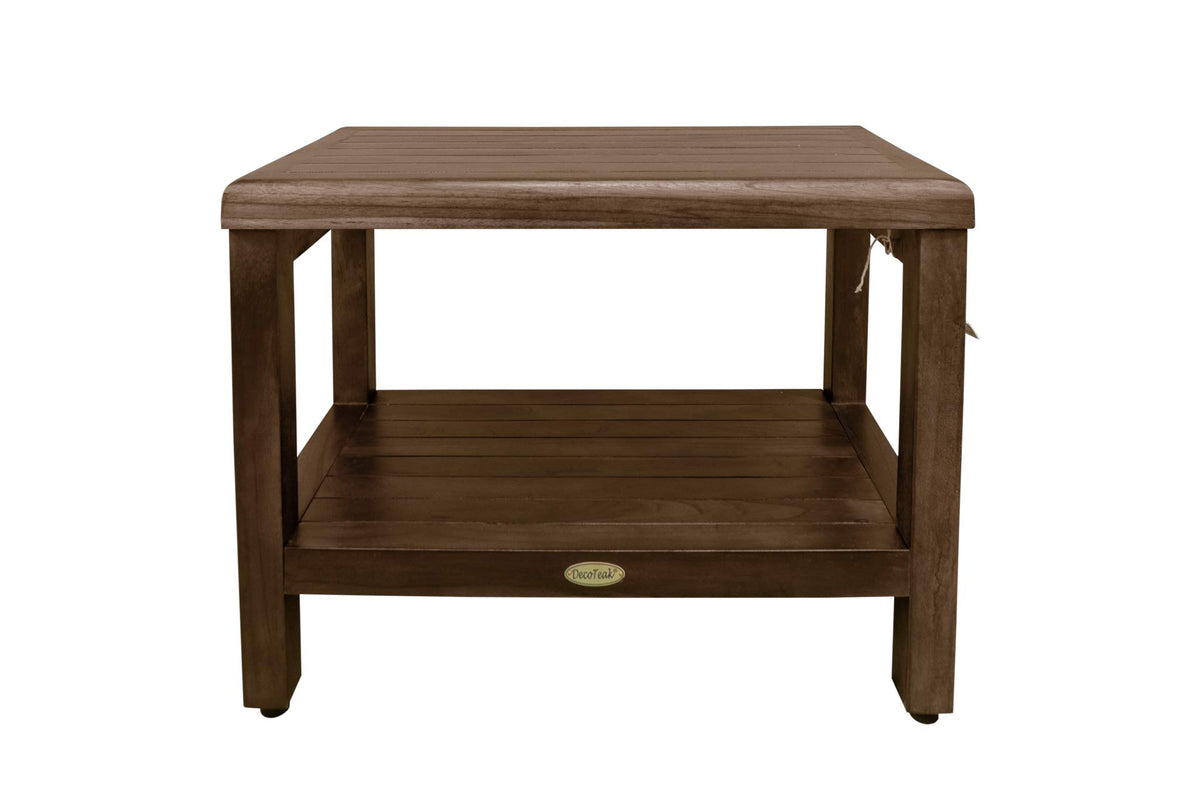 24" Teak Shower Bench with Shelf D3984