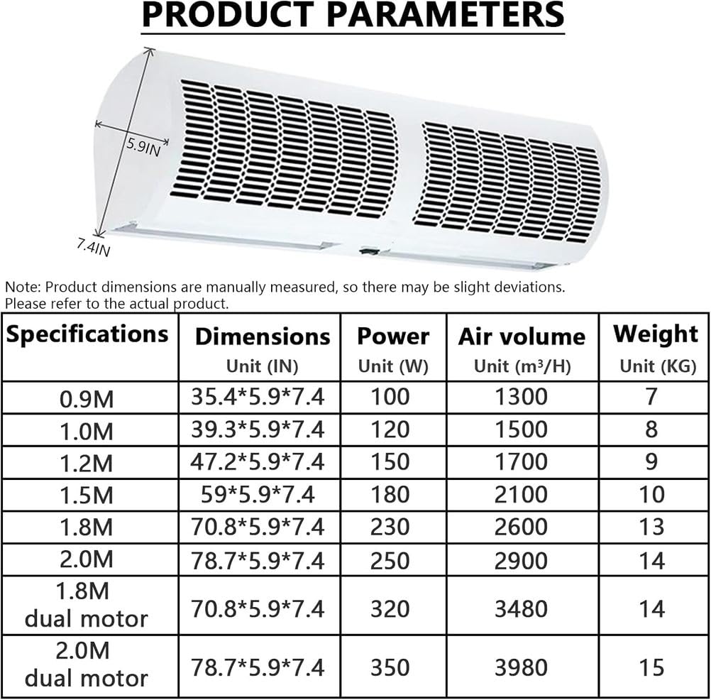 Wall Mounted Air Curtain, 2-Speed with Remote Control D50475