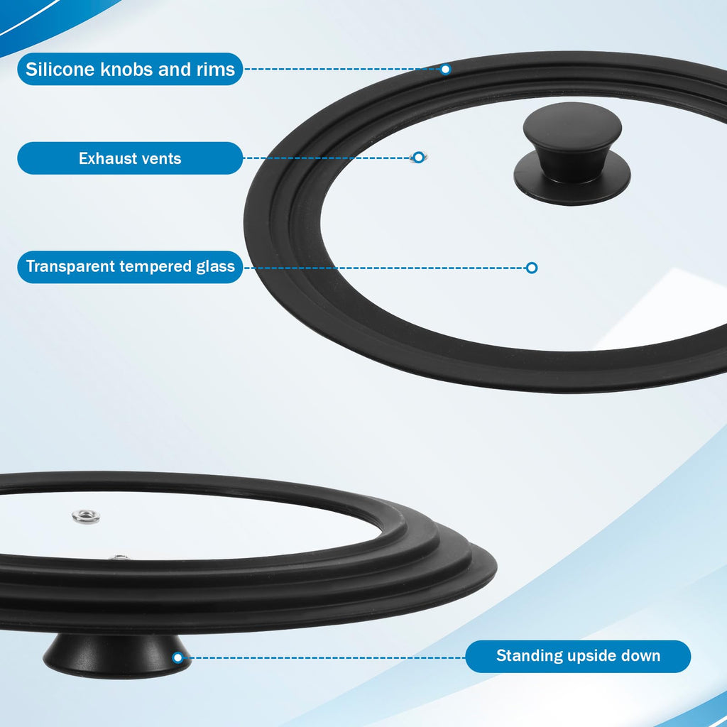 3 Pc Tempered Glass Pot Lids with Silicone Rim Y958