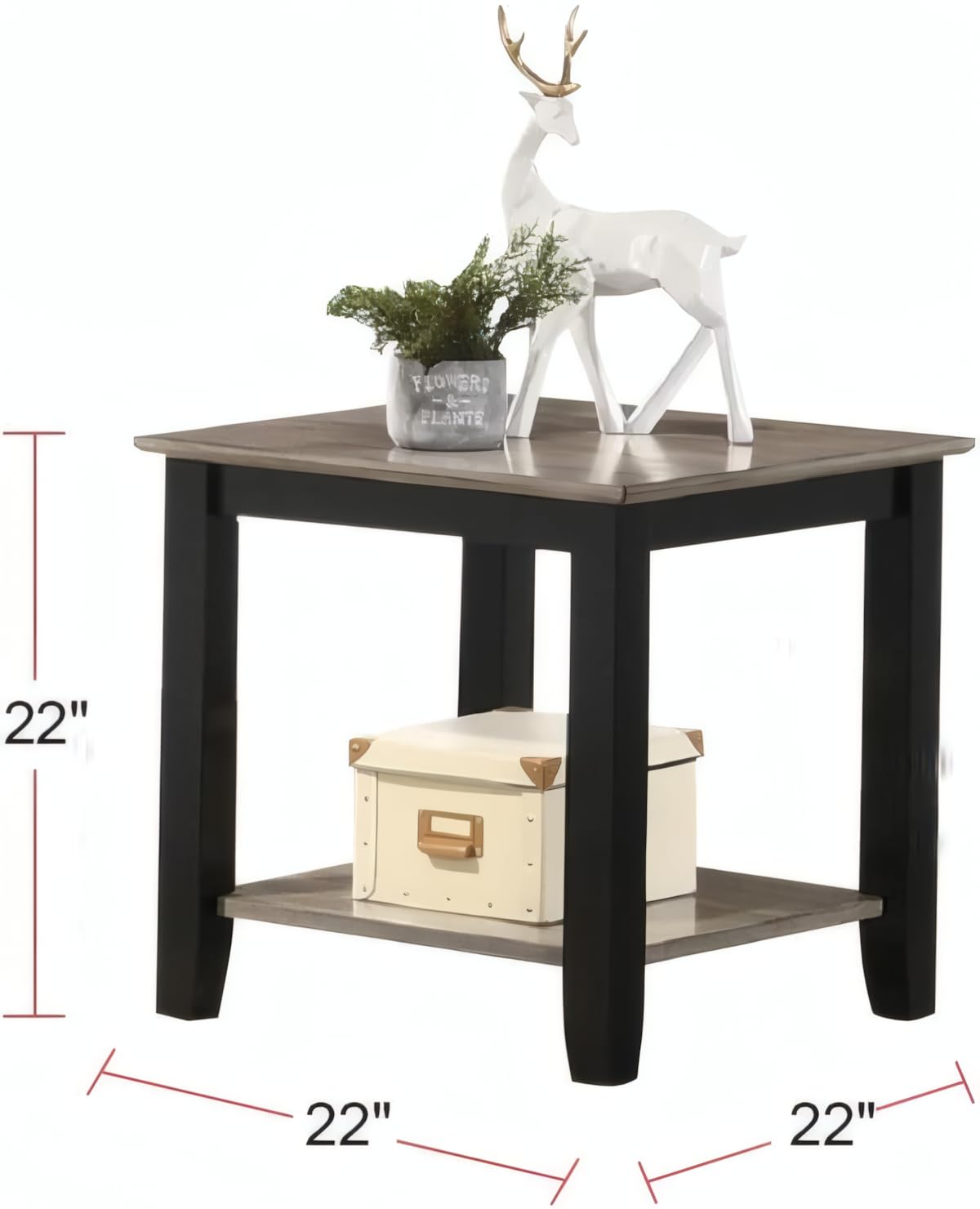 Square End Table with Walnut Veneer Top and Open Shelf Storage L762