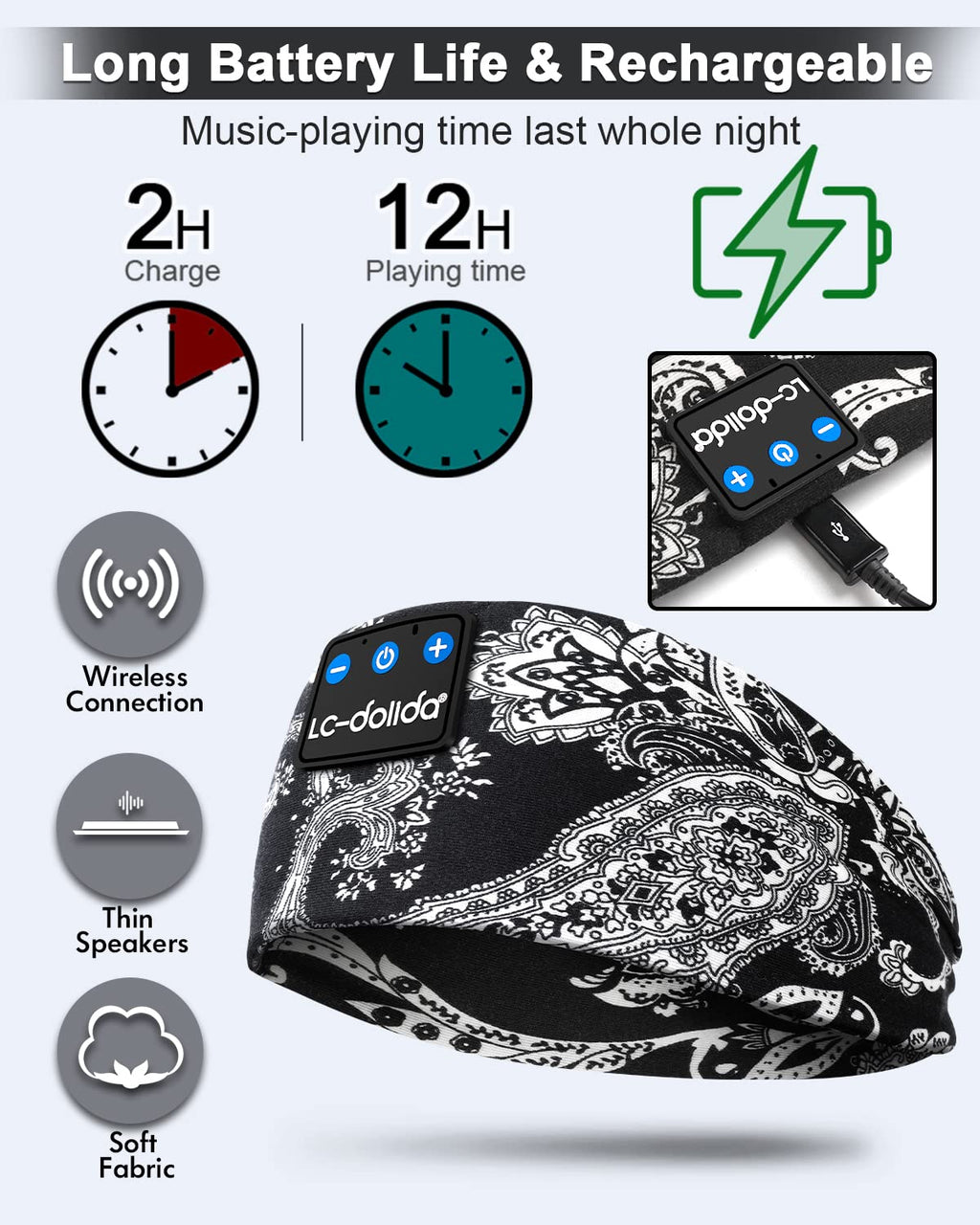 Sleep Headphones Bluetooth Wireless Band Headphones E2510