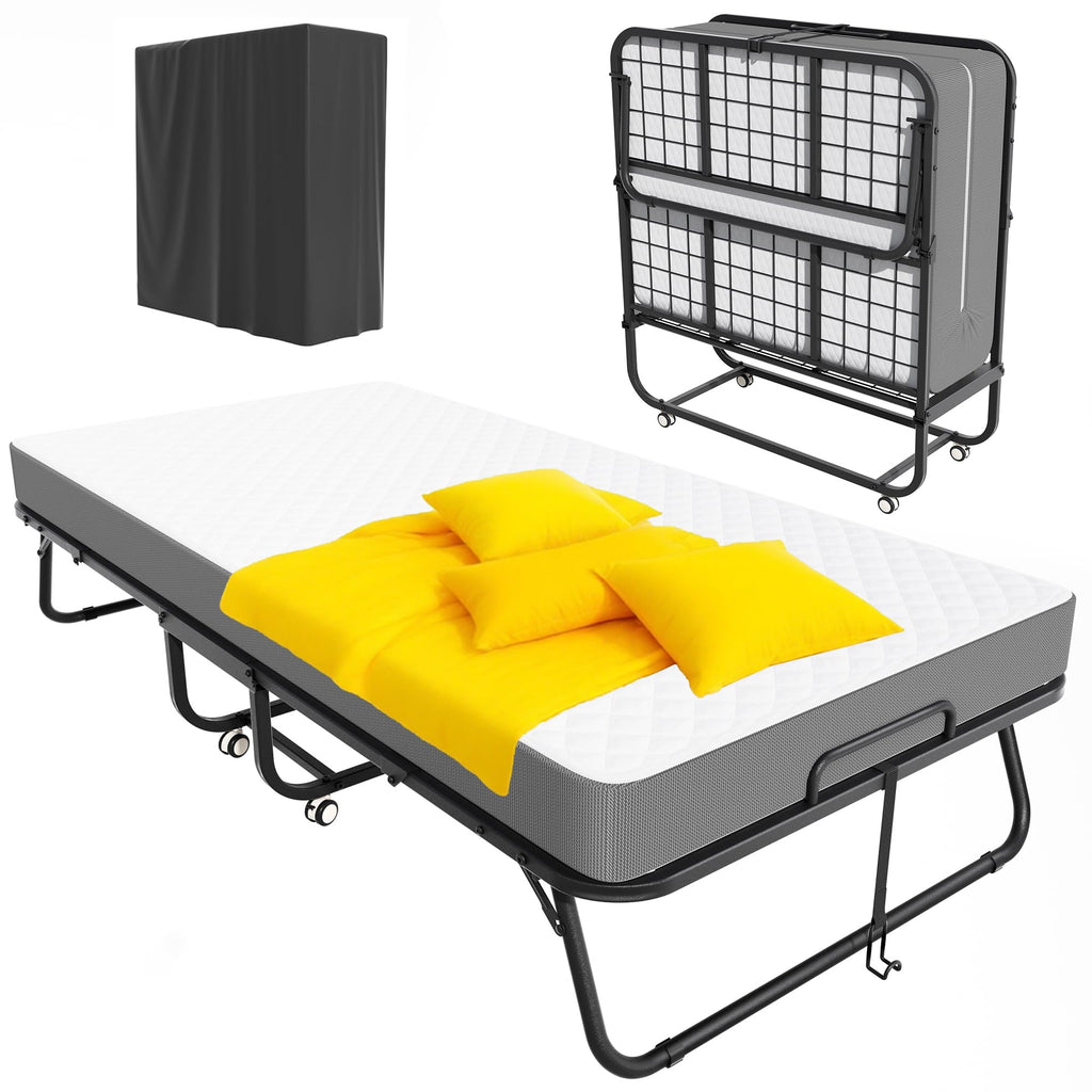 Folding Bed with Mattress, Portable Roll Away Bed, 75" x 31" G796793