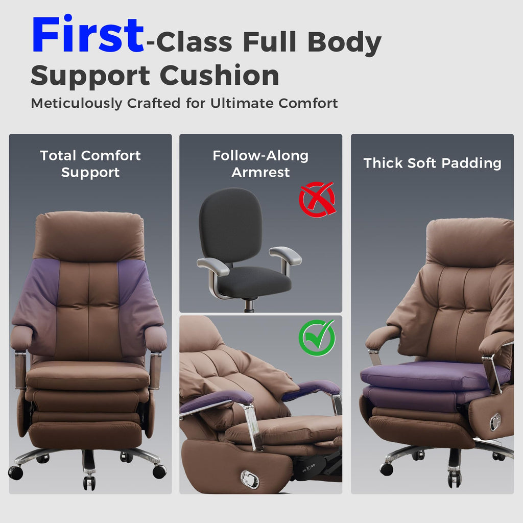 Brown PU Leather Recliner Chair with Footrest 400LBS M100473