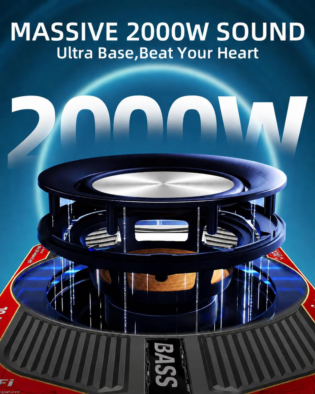 2000W 10 Inch Underseat Car Subwoofer and Amp Package L6633