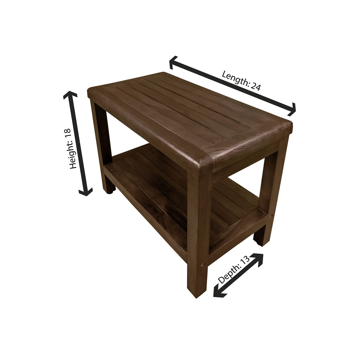 24" Teak Shower Bench with Shelf D3984