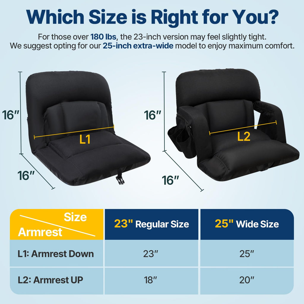 25'' Stadium Seat with Back Support, 2pcs O6479