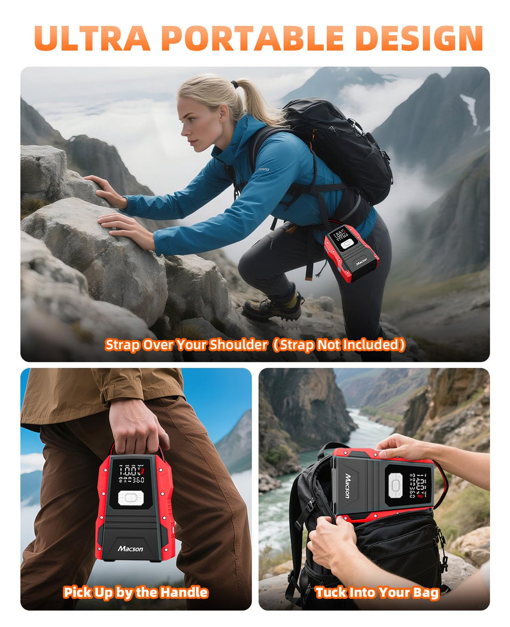 Portable 12V Jump Starter with Air Compressor and 150PSI Tire Inflator S4401