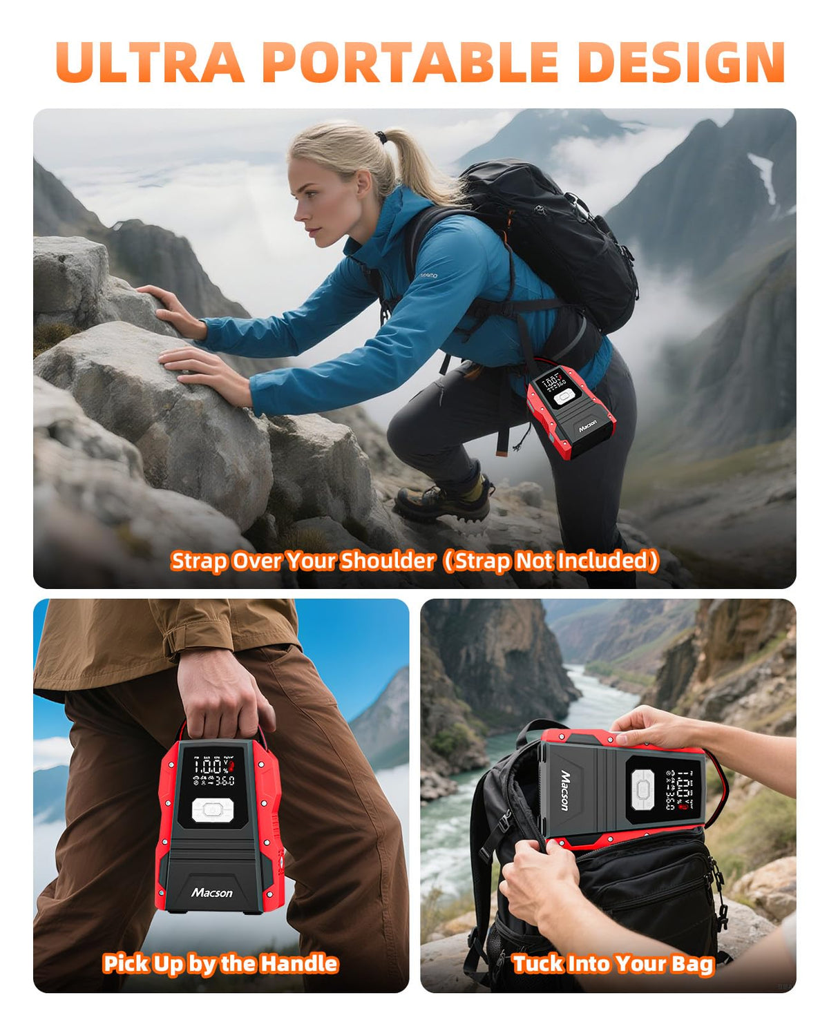Portable 12V Jump Starter with Air Compressor and 150PSI Tire Inflator S4401