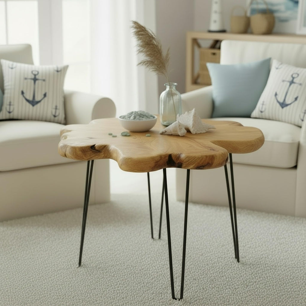 Flower-Shaped Live Edge Cedar Coffee Table Q28921