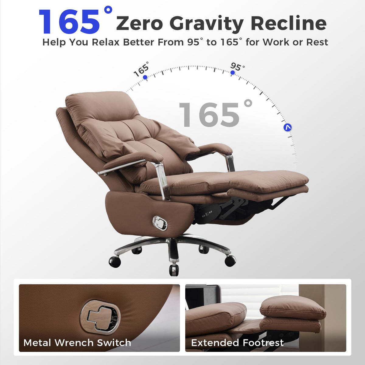 Brown PU Leather Recliner Chair with Footrest 400LBS M100473