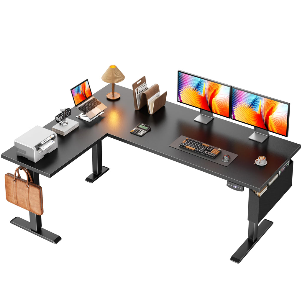 63" L Shaped Height Adjustable Standing Desk U295