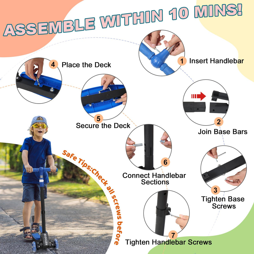 3 Wheel Kids Scooter with LED Light-Up Wheels T70158