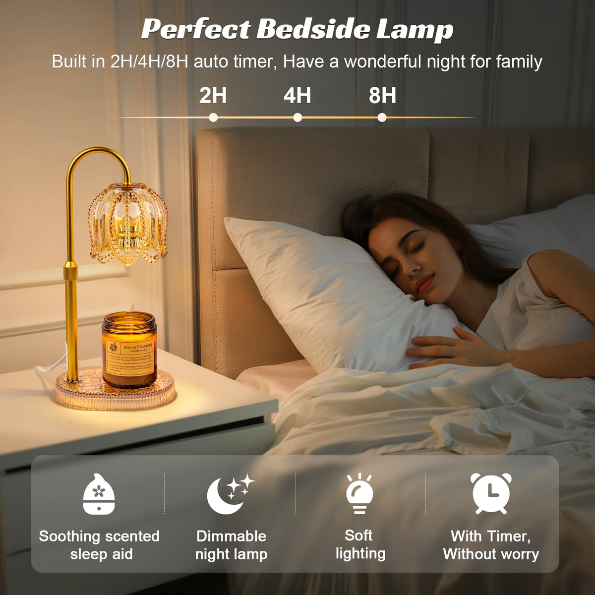 Candle Warmer Lamp with Timer & Dimmable Light X71619