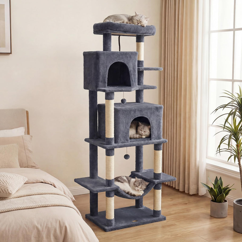 70-inch Multi-Level Cat Tree with Condos and Hammock O7587