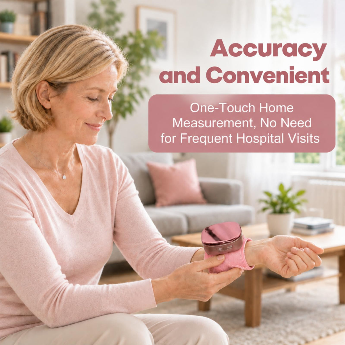 Pink Rechargeable Wrist Blood Pressure Monitor M408766