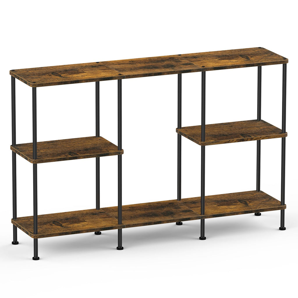 Brown 3 Tier Wood TV Stand with Storage Shelf T340000