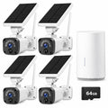 Solar Security Cameras Wireless Outdoor System 4-Cam 2.5K 64GB SD A890