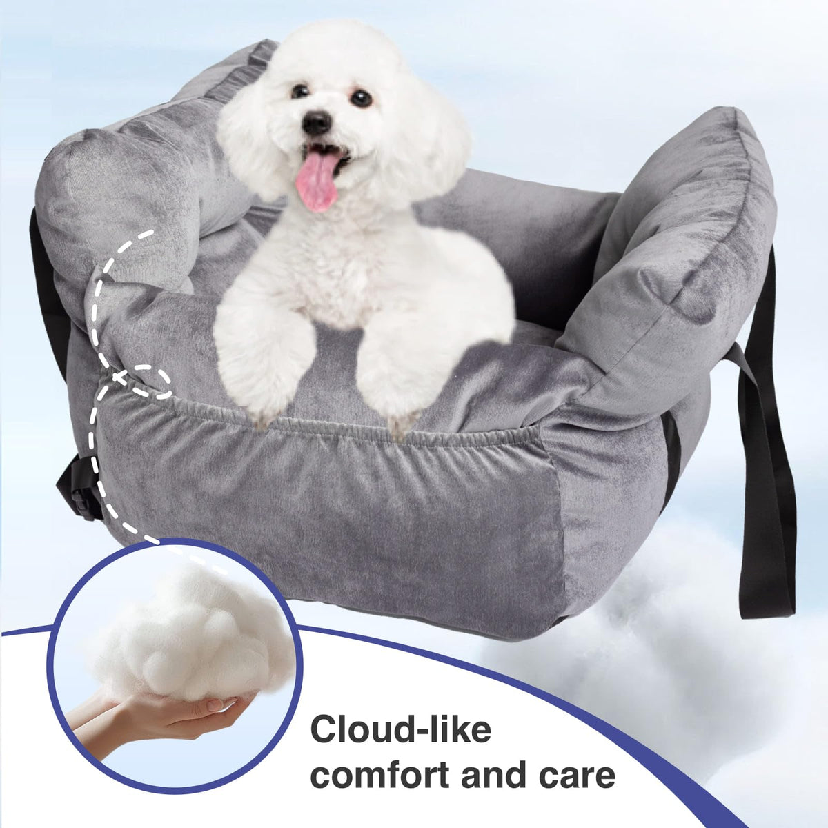 Gray Pet Car Booster Seat for Small Dogs up to 25 lbs F24795