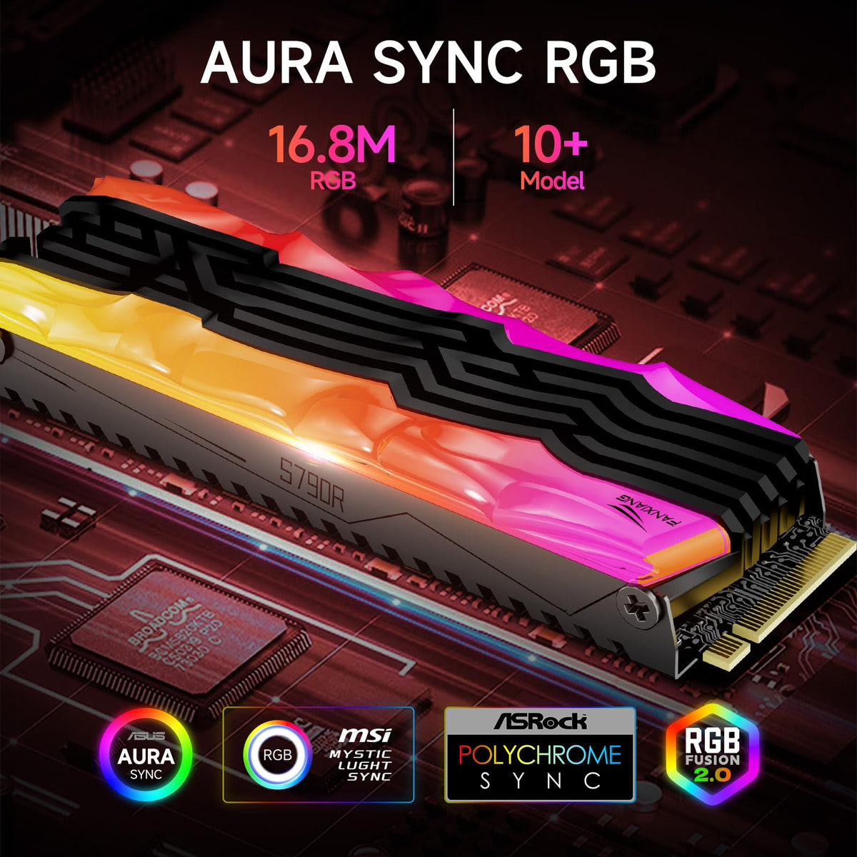 2TB NVMe M.2 SSD PCIe 4.0 Internal Solid State Drive with RGB Heatsink H9644