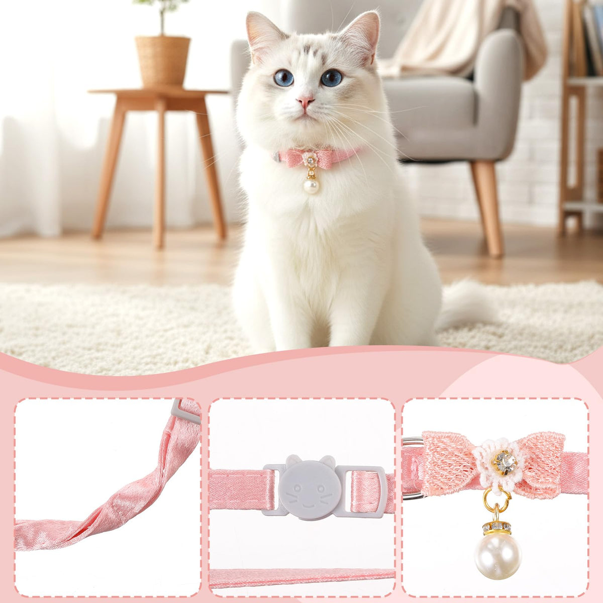 Adjustable Pink Breakaway Cat Collar Z740674