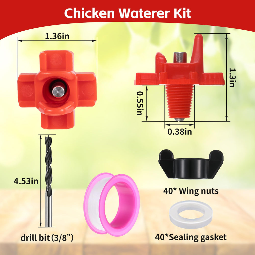 40 Pcs Chicken Waterer Nipples with Drill Bit G241