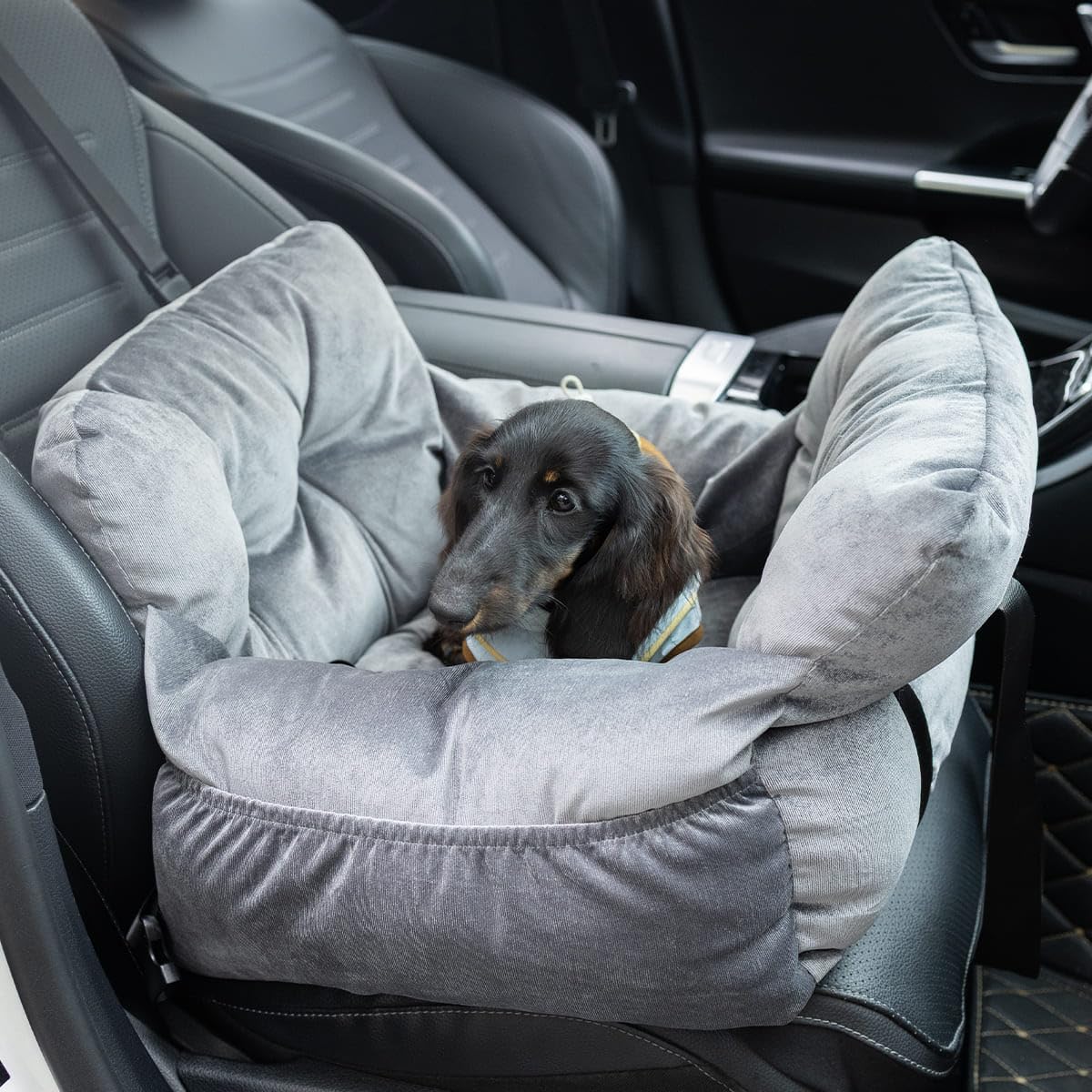 Gray Pet Car Booster Seat for Small Dogs up to 25 lbs F24795