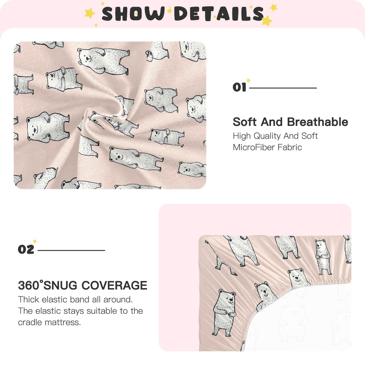 Soft Breathable Microfiber Crib Sheet, Standard Size 28in x 52in L234