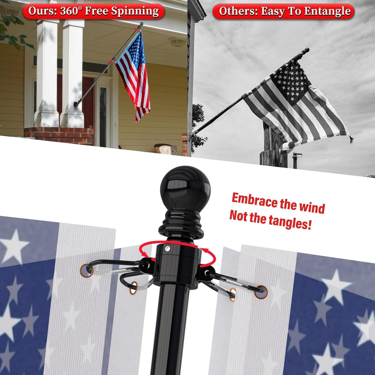 5FT Stainless Steel Flag Pole with Holder H341